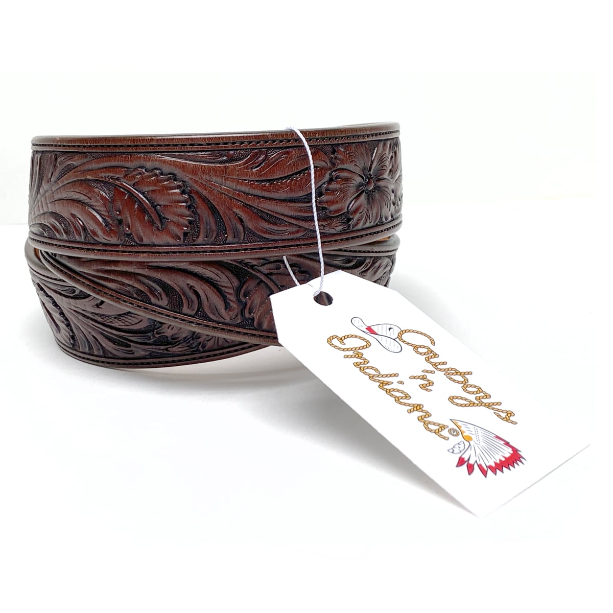 Cowboys n’ Indians™ Men’s Hand Tooled Leather Belt 1-3/4″