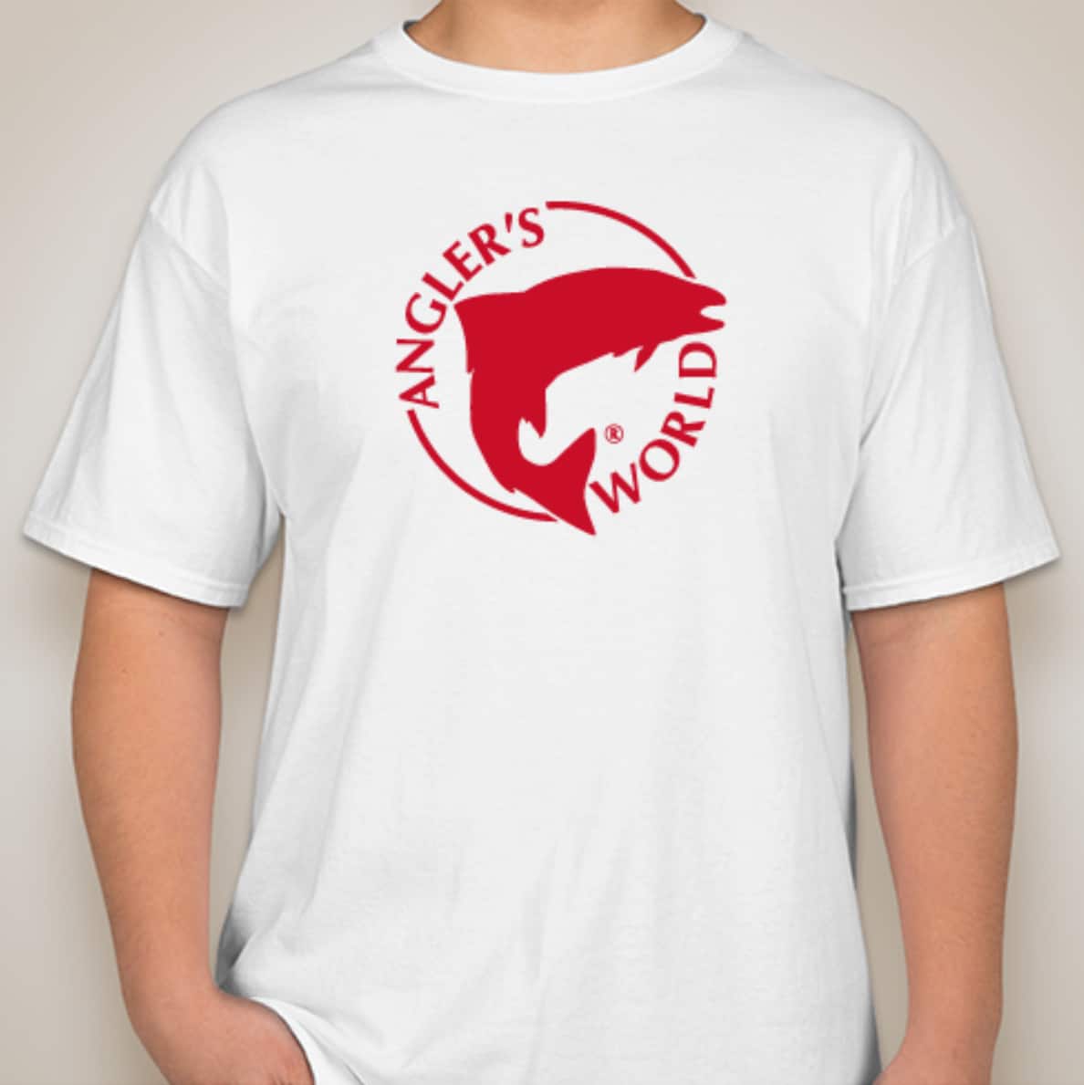 Anglers World Red Logo / White T-Shirt